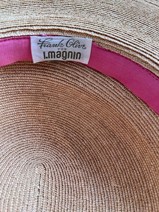 Vintage I Magnin Classic Wide-Brim Straw Sun Hat in Natural